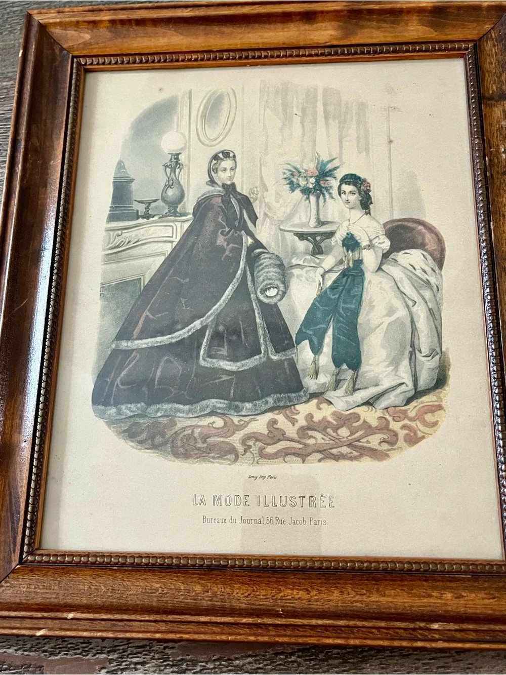 Frame Vintage artwork Franch Parisian Le Follette print 10/13 inches